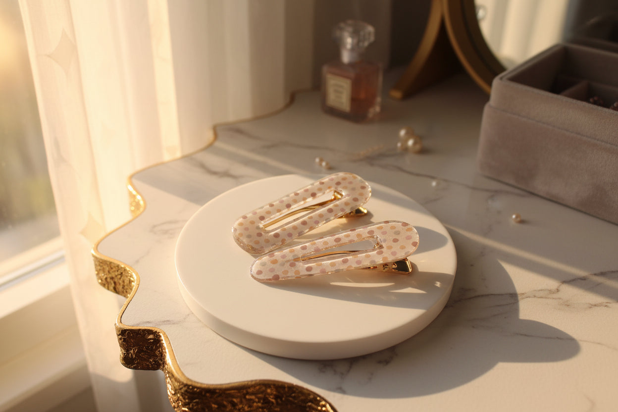 Handmade Polka Dot Resin Hair Clips