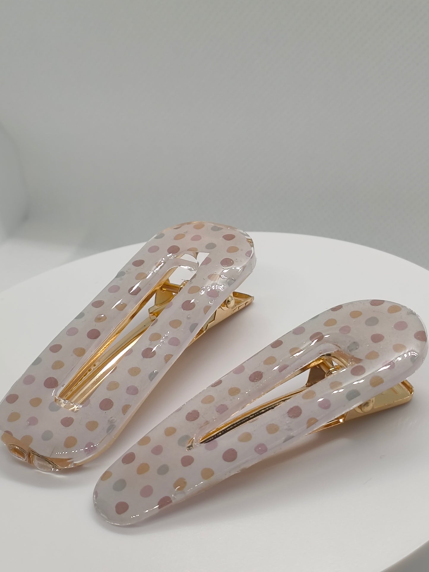 Handmade Polka Dot Resin Hair Clips