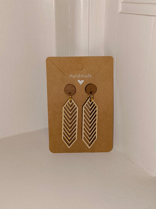 Wooden Dangle Stud Earrings  image 0