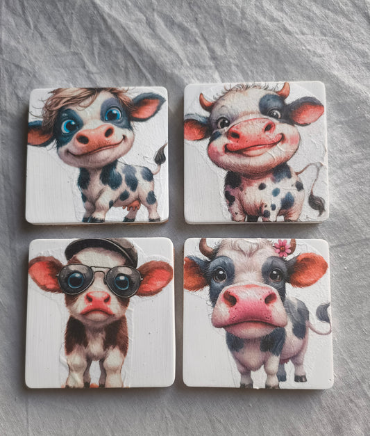 Cute Cow Coasters x4  image 0