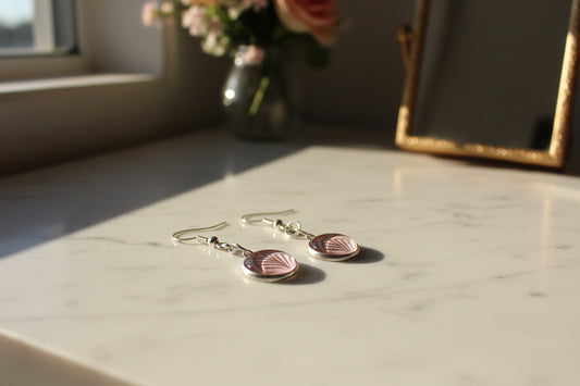 Pink leaf earrings  image 1