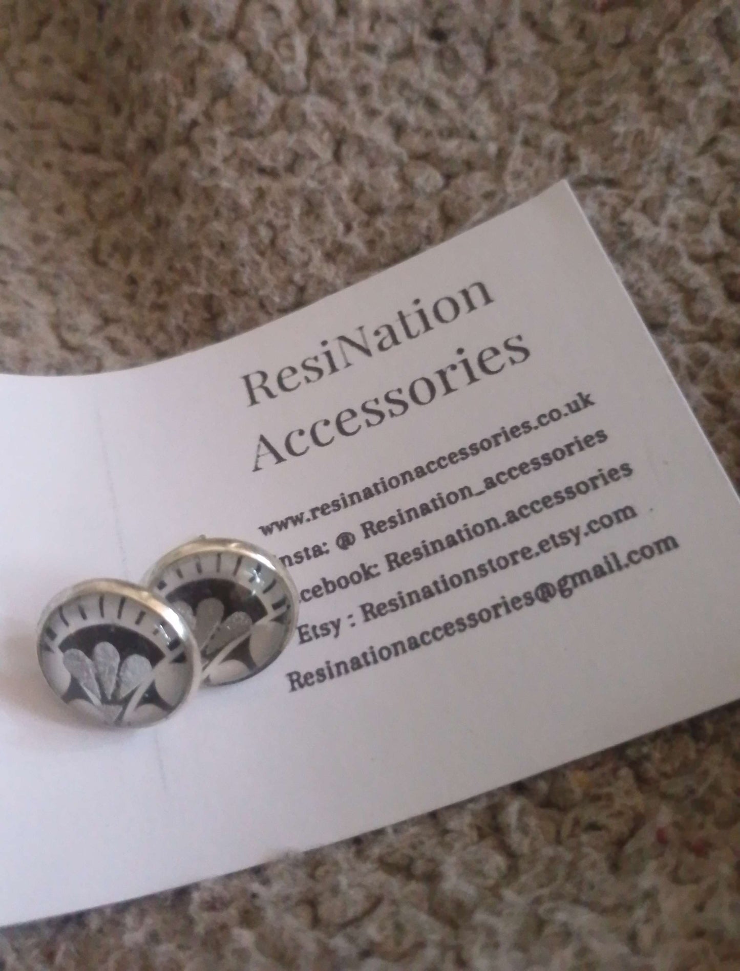 Art Deco Silver Fan Studs image 1