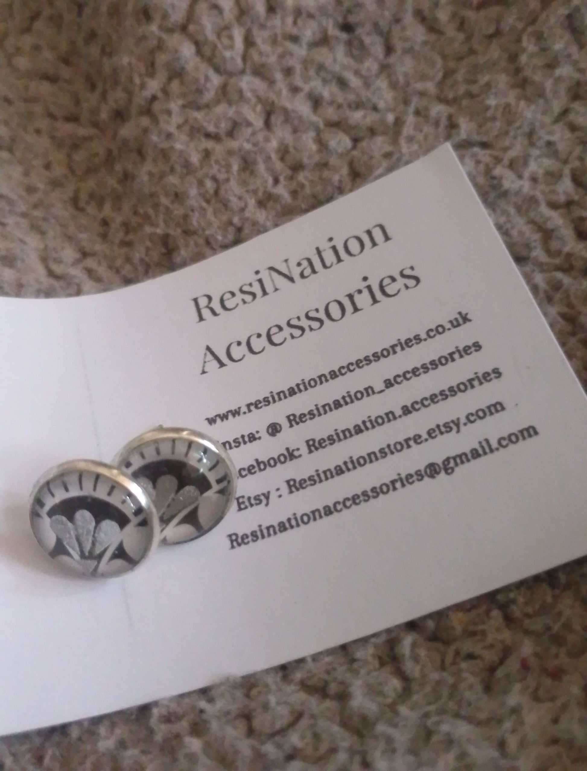 Art Deco Silver Fan Studs image 1