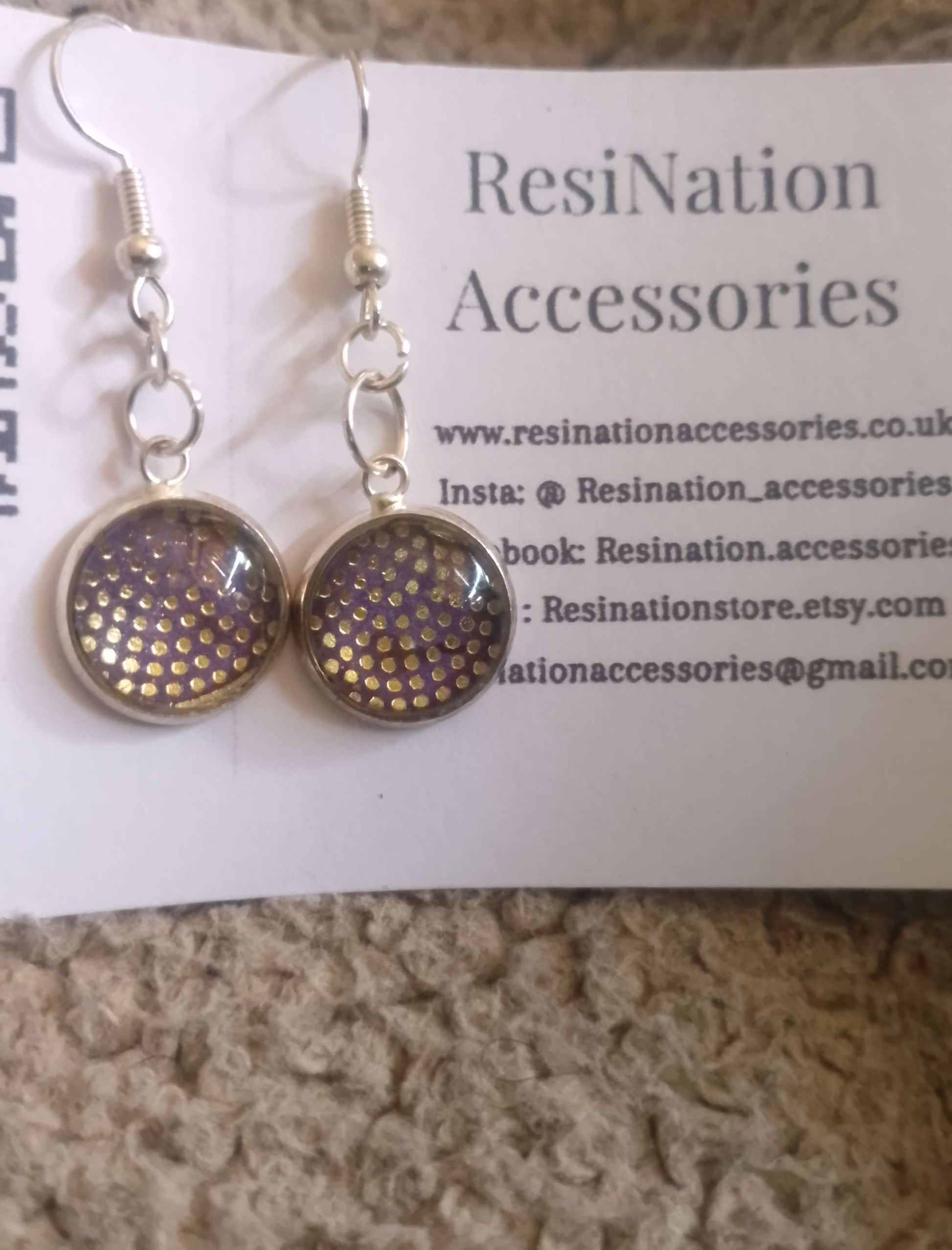 Purple and Gold Dots Earrings  image 2