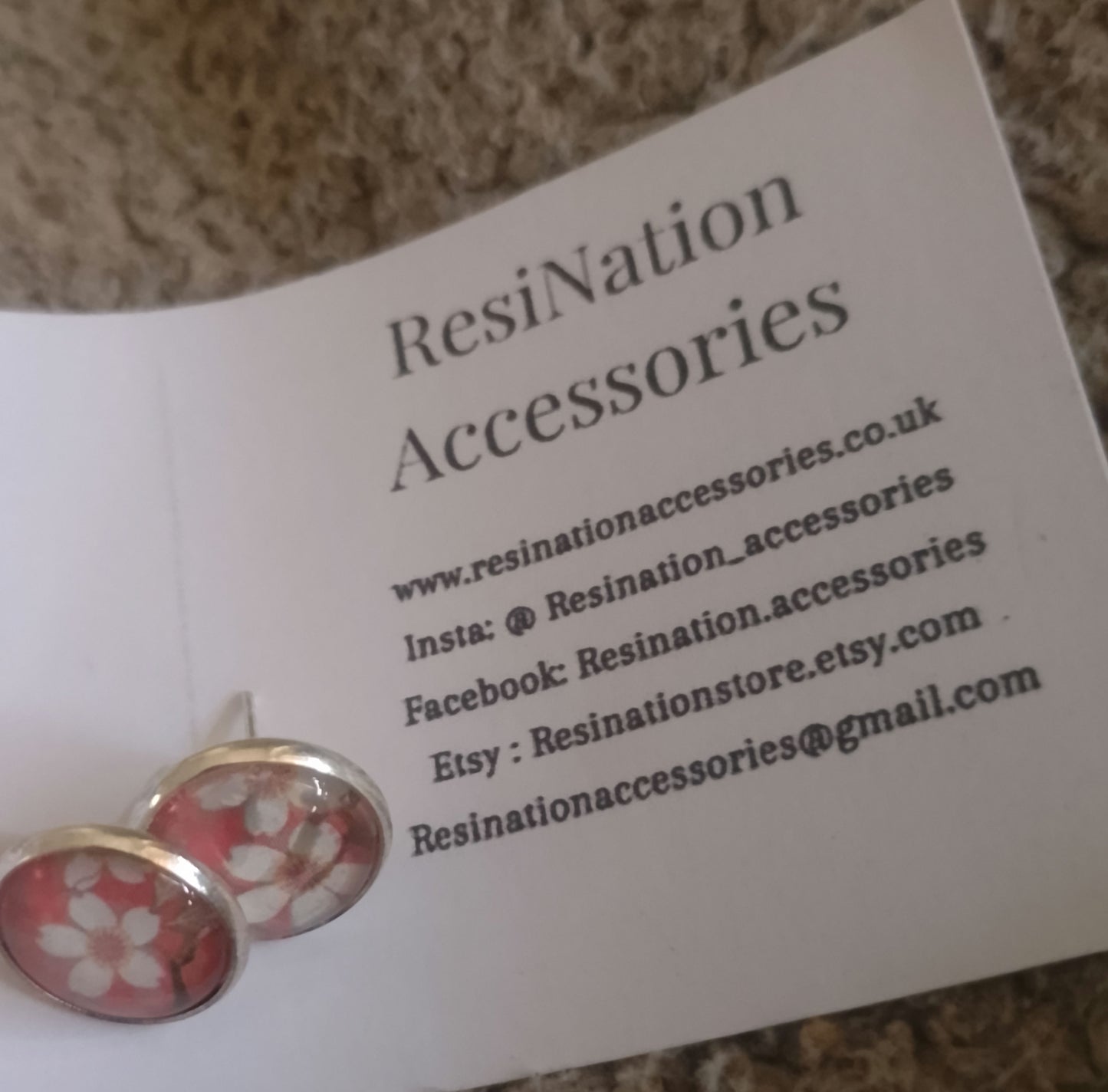 Red Floral Japanese Studs  image 2
