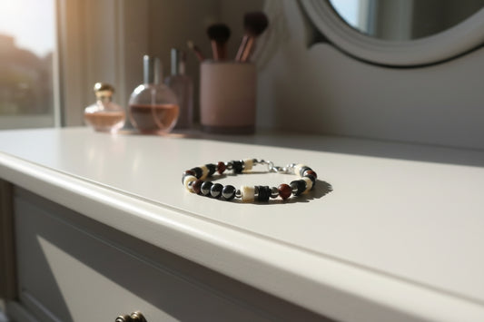 Luxe Eclipse - Golden Swan Stone & Hematite Bracelet