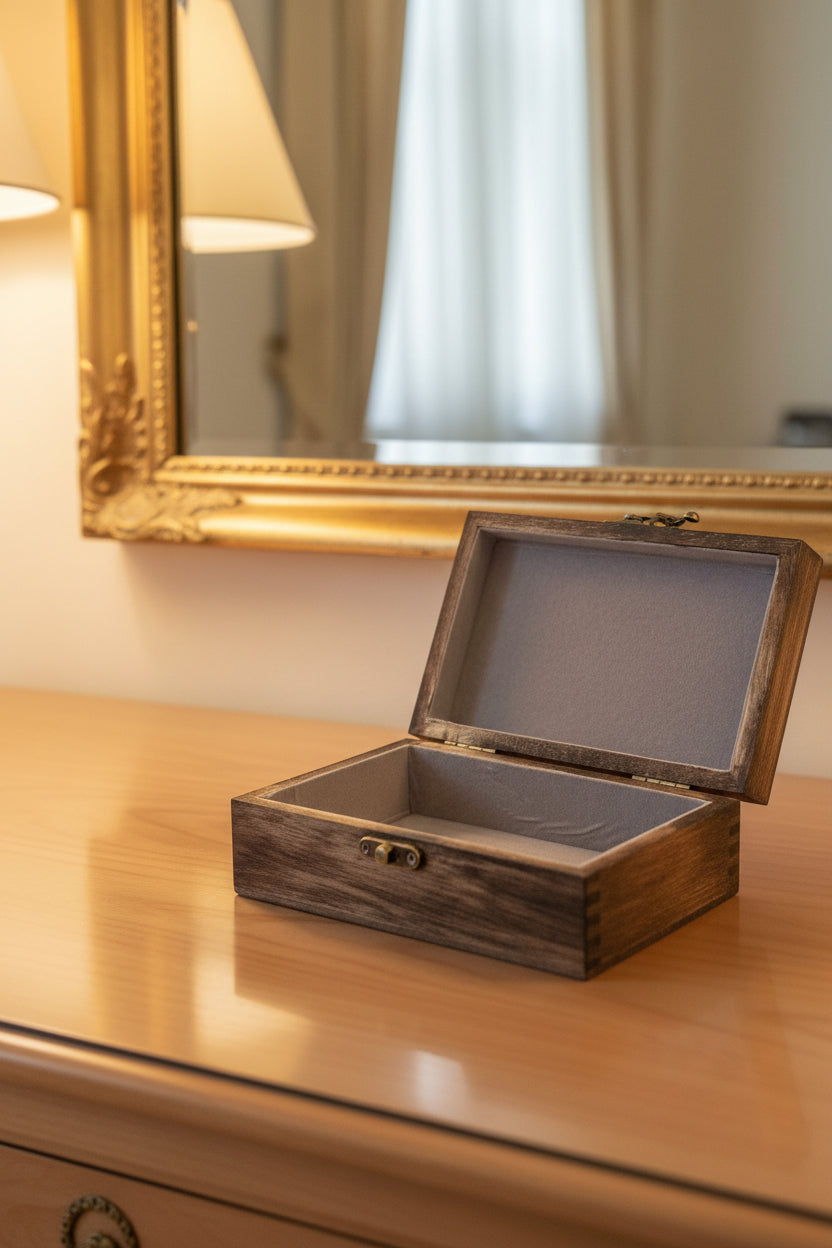 Wooden Jewellery Box – Handmade Rustic Keepsake Box
