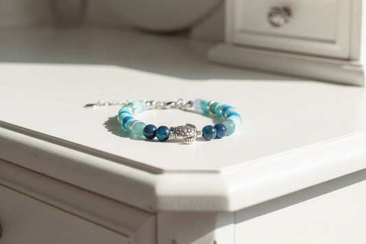 Sea Guardian Bracelet - Aquamarine & Lake Blue Tigers Eye