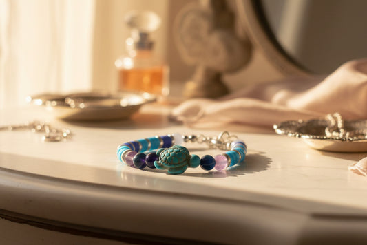 Tidal Guardian Bracelet - Aquamarine, Amethyst & Lake Blue Tigers Eye